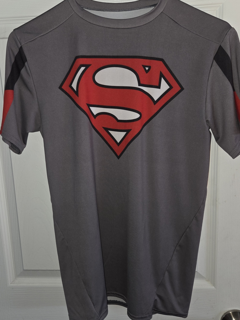 Under Armour Gray Short Sleeve Performance Tee with Red Superman Emblem